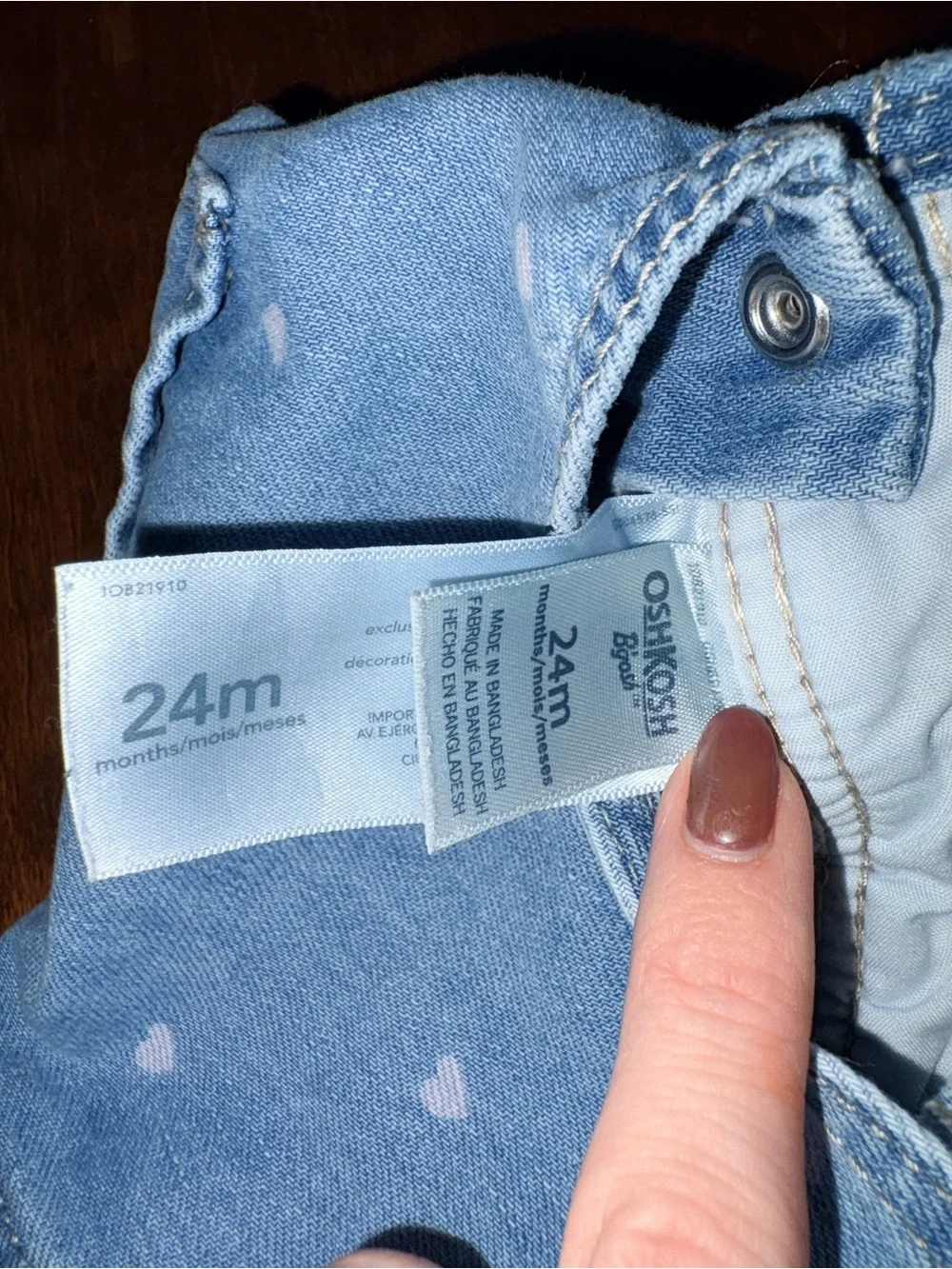 OshKosh B'gosh Light Blue Denim Heart-Print Overalls